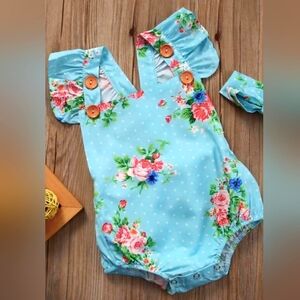 Adorable Aqua Floral Onesie